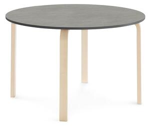 AJ Produkty Stůl ELTON, Ø 1200x710 mm, bříza, akustické linoleum, tmavě šedá