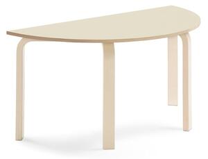 AJ Produkty Stůl ELTON, půlkruh, 1200x600x590 mm, bříza, akustická HPL deska, bříza