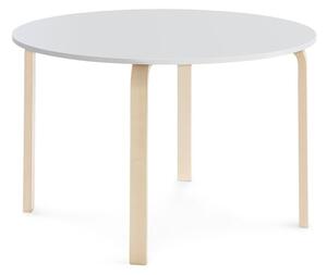 AJ Produkty Stůl ELTON, Ø 1200x710 mm, bříza, akustická HPL deska, bílá