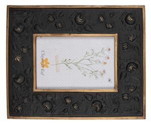 Černo zlatý fotorámeček Rika s dekorem růží – 10x15 cm