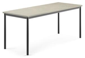 AJ Produkty Stůl SONITUS, 1800x700x720 mm, antracitově šedé nohy, deska s linoleem, šedá