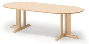 AJ Produkty Stůl KUPOL, 2000x800x600 mm, oválný, akustické linoleum, bříza/béžová
