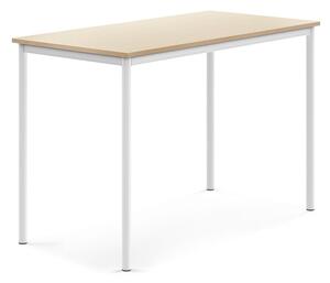 AJ Produkty Stůl BORÅS, 1400x700x900 mm, bílé nohy, HPL deska, bříza