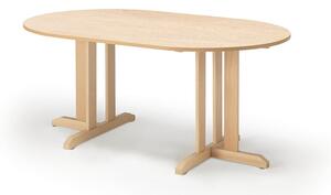 AJ Produkty Stůl KUPOL, 1500x800x720 mm, oválný, akustické linoleum, bříza/béžová
