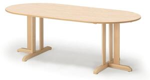 AJ Produkty Stůl KUPOL, 2000x800x720 mm, oválný, akustické linoleum, bříza/béžová