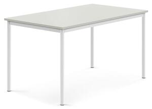 AJ Produkty Stůl SONITUS, 1400x800x720 mm, bílé nohy, HPL deska tlumící hluk, šedá