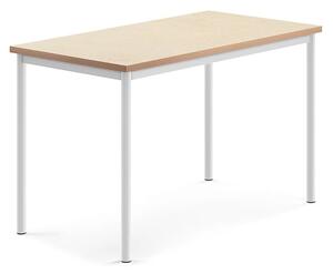 AJ Produkty Stůl SONITUS, 1200x700x760 mm, bílé nohy, deska s linoleem, béžová