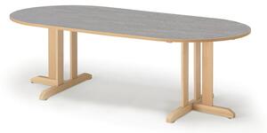 AJ Produkty Stůl KUPOL, 2000x800x600 mm, oválný, akustické linoleum, bříza/šedá