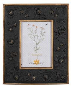 Černo zlatý fotorámeček Rika s dekorem růží – 10x15 cm