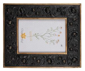 Černo zlatý fotorámeček Rika s dekorem růží – 13x18 cm