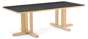 AJ Produkty Stůl KUPOL, 1600x800x500 mm, obdélník, akustické linoleum, bříza/tmavě šedá