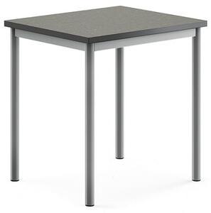 AJ Produkty Stůl SONITUS, 700x600x720 mm, stříbrné nohy, deska s linoleem, tmavě šedá