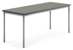 AJ Produkty Stůl SONITUS, 1800x700x720 mm, stříbrné nohy, deska s linoleem, tmavě šedá
