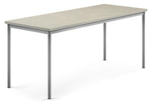 AJ Produkty Stůl SONITUS, 1800x700x720 mm, stříbrné nohy, deska s linoleem, šedá