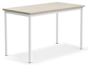 AJ Produkty Stůl BORÅS PLUS, 1200x600x720 mm, bílé nohy, HPL deska, jasan
