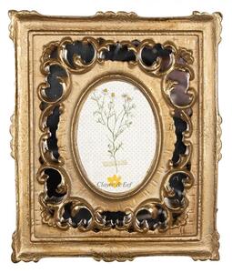 Zlatý fotorámeček Loring ve vintage stylu s oválným výřezem – 7x9 cm