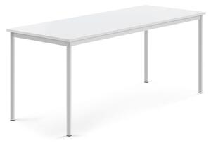 AJ Produkty Stůl BORÅS, 1800x700x720 mm, bílé nohy, HPL deska, bílá