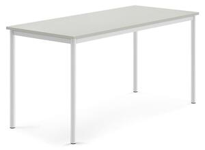 AJ Produkty Stůl SONITUS, 1600x700x760 mm, bílé nohy, HPL deska tlumící hluk, šedá