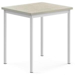 AJ Produkty Stůl SONITUS, 700x600x720 mm, bílé nohy, deska s linoleem, šedá