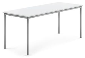 AJ Produkty Stůl BORÅS, 1800x700x720 mm, stříbrné nohy, HPL deska, bílá