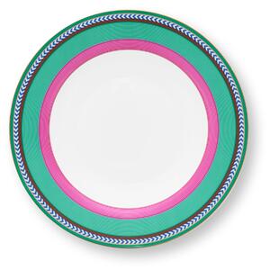 Pip Studio Pip Chique Stripes hluboký talíř ∅23,5cm, růžovo-zelený (Porcelánový talíř Ø 23,5cm)