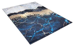 Makro Abra Kusový koberec pratelný TOSCANA 37050 Moderní pogumovaný modrý krémový zlatý Rozměr: 200x300 cm