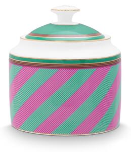 Pip Studio Pip Chique Stripes cukřenka 550ml, růžovo-zelená (Porcelánová cukřenka 550 ml)
