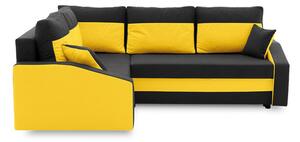 Rohová rozkládací sedací souprava GRANDE PLUS - color mikro Levá Černá + Žlutá