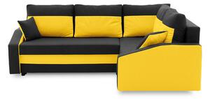 Rohová rozkládací sedací souprava GRANDE PLUS - color mikro Pravá Černá + Žlutá