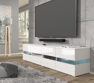 TV stolek/skříňka Vaimo (matná bílá + lesklá bílá) (s osvětlením). 1085836