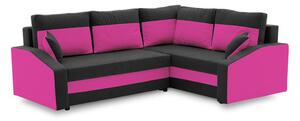 Rohová rozkládací sedací souprava GRANDE PLUS - color mikro Pravá Černá + Růžová