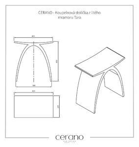 CERANO - Koupelnová stolička z litého mramoru Tara - bílá matná - 43x43x23,5cm