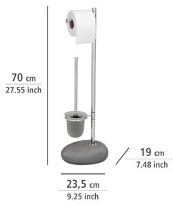 WENKO 19494100 - WC štětka PEBBLE STONE 23,5x70 cm lesk. chrom/šedá/satin