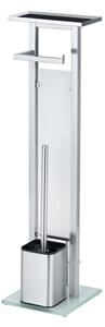 WENKO 23364100 - WC štětka DEBAR 21x70,5 cm nerez/satin/bílá