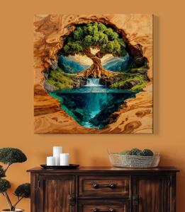 Obraz na plátně - Strom života Ztracené světy, dřevo FeelHappy.cz Velikost obrazu (šířka x výška): 40 x 40 cm