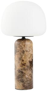 Northern Opálově bílá skleněná stolní LED lampa Kin 40 cm s mramorovou podstavou