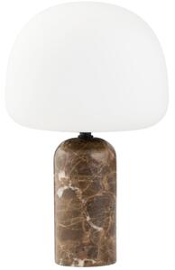 Northern Opálově bílá skleněná stolní LED lampa Kin 33 cm s mramorovou podstavou