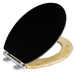 WENKO 25772100 - WC sedátko BAMBUZA 37x44 cm černá/hnědá/lesk. chrom
