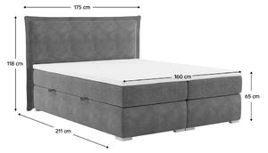 Boxspring postel Aning 160x200, šedá
