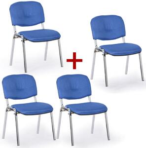 Konferenční židle VIVA PLUS 3+1 ZDARMA - chromované nohy, modrá