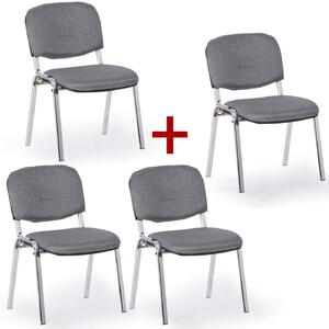 Konferenční židle VIVA PLUS 3+1 ZDARMA - chromované nohy, šedá