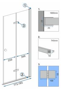 Rea - Sprchové dveře Fold N2 - chrom/transparentní - 80x190 cm L/P