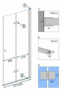 Rea - Sprchové dveře Fold N2 - chrom/transparentní - 70x190 cm L/P