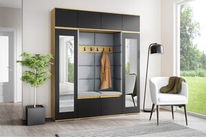 Předsíňová stěna AMI 32 Se zrcadlem Dub artisan + černá Šedá