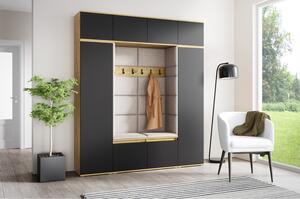 Předsíňová stěna AMI 32 Bez zrcadla Dub artisan + černá Světle béžová