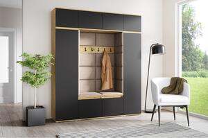 Předsíňová stěna AMI 32 Bez zrcadla Dub artisan + černá Tmavě béžová