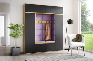 Předsíňová stěna AMI 32 Bez zrcadla Dub artisan + černá Fialová