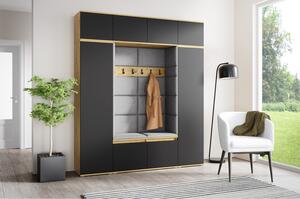 Předsíňová stěna AMI 32 Bez zrcadla Dub artisan + černá Šedá II
