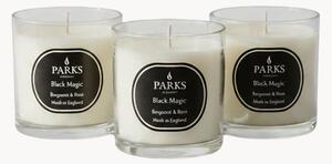 Sada ručně vyrobených vonných svíček Black Magic (bergamot, růže a pačuli), 3 díly