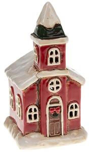 Keramický svícen Vánoční Domek - Kostel 15 cm